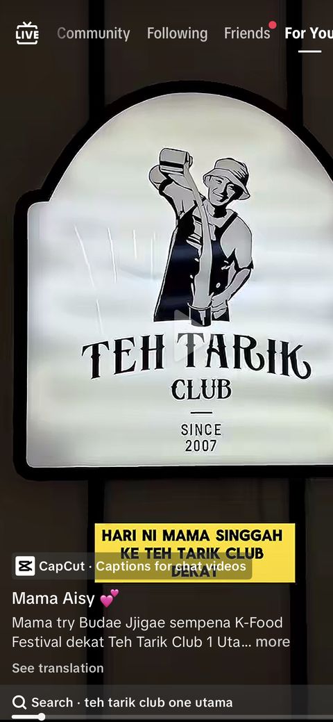 Teh Tarik Club creator post 6 on TikTok